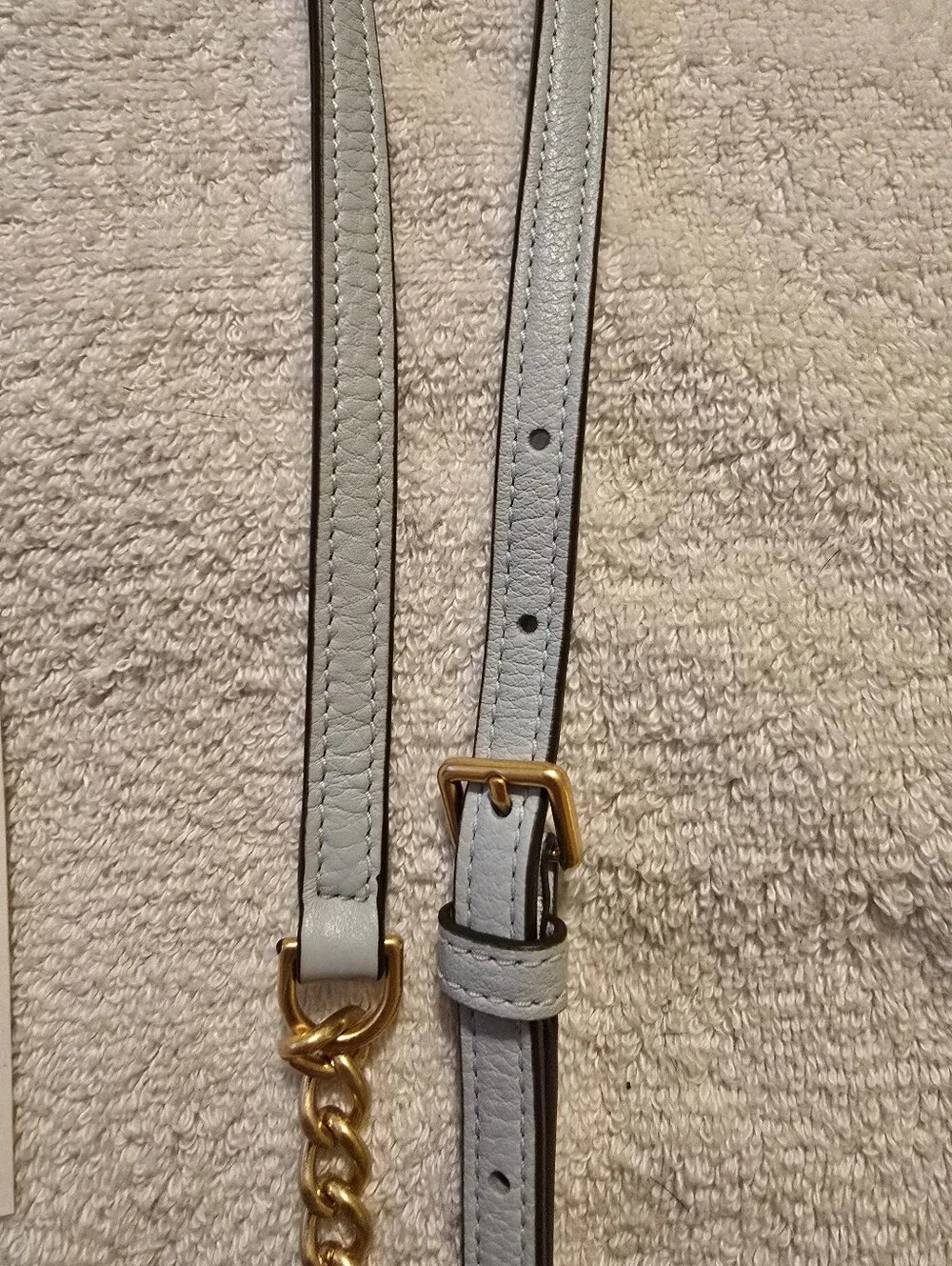 Tory Burch Perry Bombe Mini Pebbled Leather Bag Cloud Blue NWT